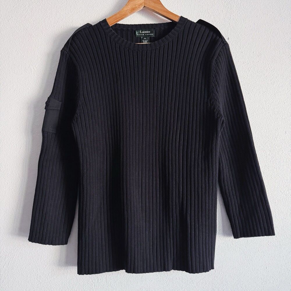 90s vintage Lauren Ralph Lauren black cotton knit sweater
